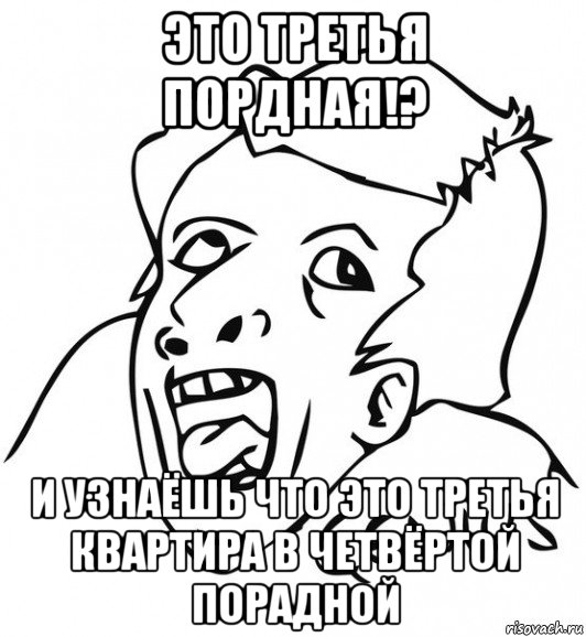 это третья пордная!? и узнаёшь что это третья квартира в четвёртой порадной, Мем  Genius