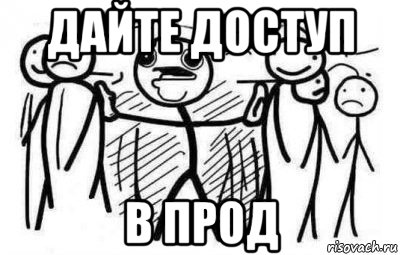 Дайте проду. Кто сказал Мем. Впрод Мем. Дать доступ. Уронил прод Мем.