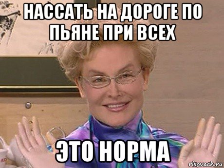 нассать на дороге по пьяне при всех это норма, Мем Елена Малышева