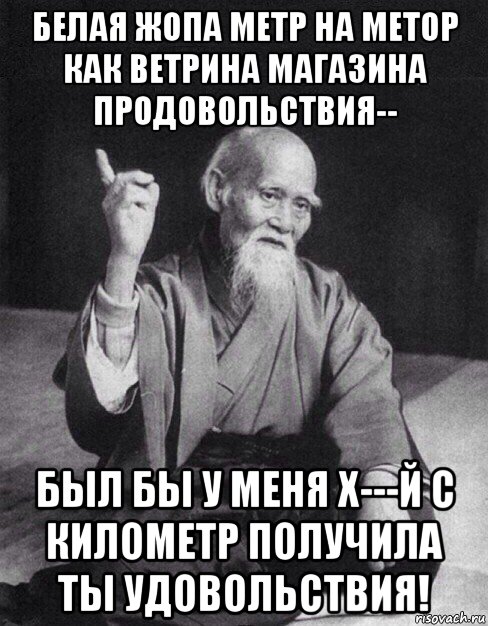 белая жопа метр на метор как ветрина магазина продовольствия-- был бы у меня х---й с километр получила ты удовольствия!, Мем Монах-мудрец (сэнсей)