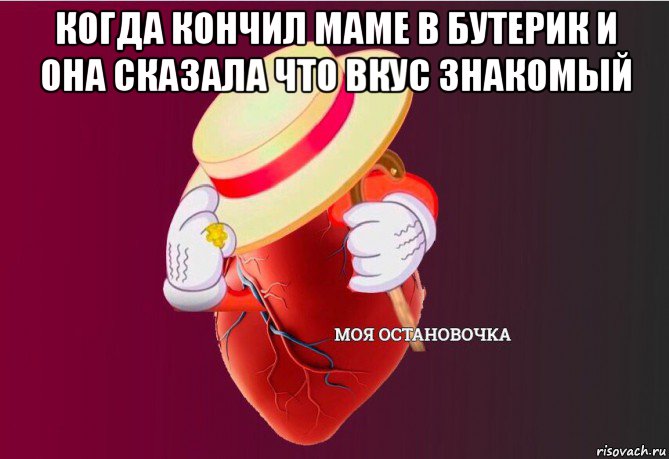 когда кончил маме в бутерик и она сказала что вкус знакомый , Мем   Моя остановочка