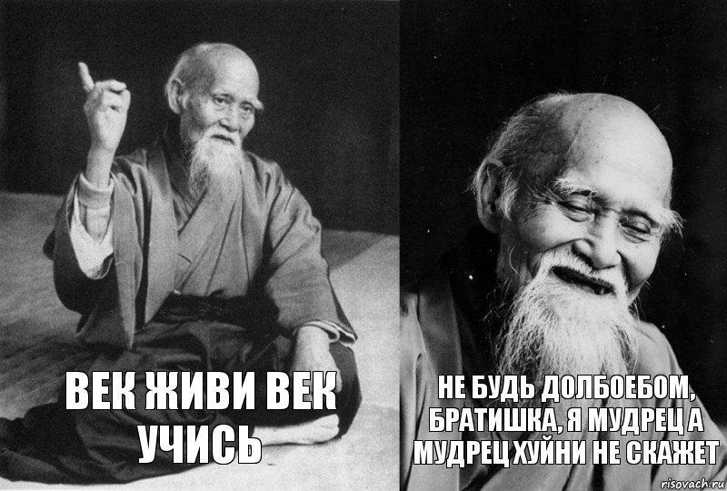 век живи век учись Не будь долбоебом, братишка, я мудрец а мудрец хуйни не скажет, Комикс Мудрец-монах (2 зоны)