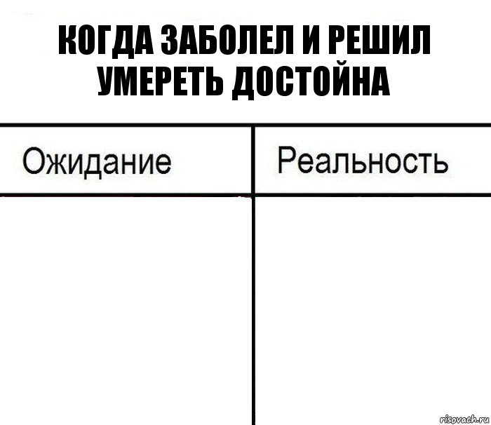 Когда заболел и решил умереть достойна  , Комикс  Ожидание - реальность