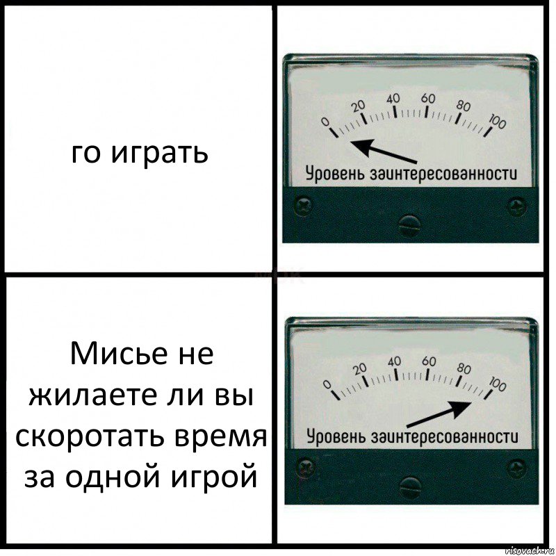 го играть Мисье не жилаете ли вы скоротать время за одной игрой, Комикс Уровень заинтересованности