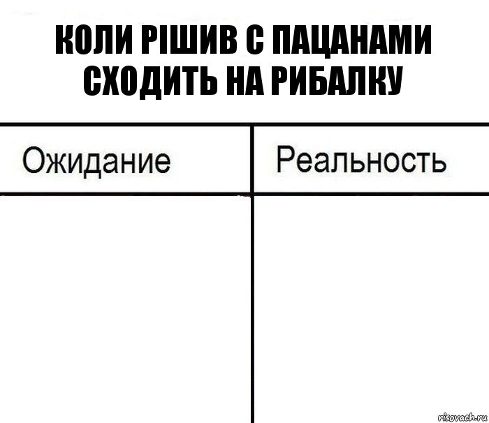 Коли рішив с пацанами сходить на рибалку  , Комикс  Ожидание - реальность