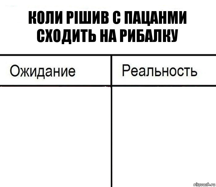 Коли рішив с пацанми сходить на рибалку  , Комикс  Ожидание - реальность