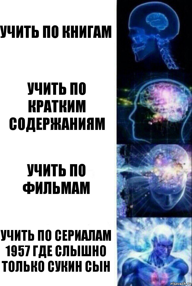 УЧИТЬ ПО КНИГАМ УЧИТЬ ПО КРАТКИМ СОДЕРЖАНИЯМ УЧИТЬ ПО ФИЛЬМАМ УЧИТЬ ПО СЕРИАЛАМ 1957 ГДЕ СЛЫШНО ТОЛЬКО СУКИН СЫН, Комикс  Сверхразум