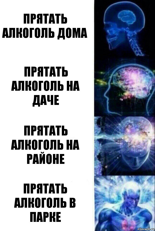 Прятать алкоголь дома Прятать алкоголь на даче Прятать алкоголь на районе Прятать алкоголь в парке, Комикс  Сверхразум