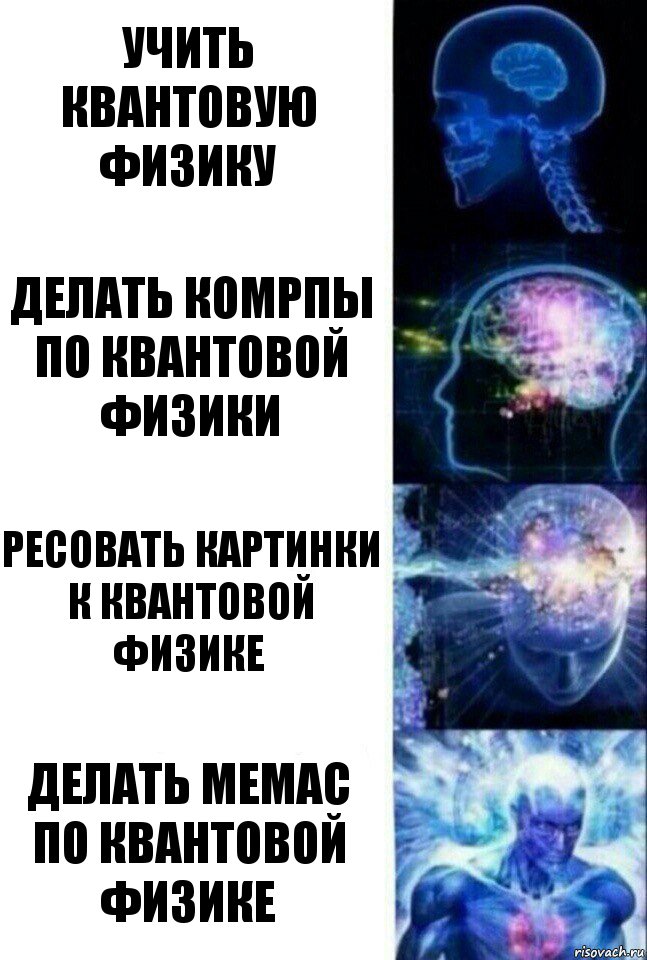 Учить квантовую физику Делать комрпы по квантовой физики Ресовать картинки к квантовой физике Делать мемас по квантовой физике, Комикс  Сверхразум