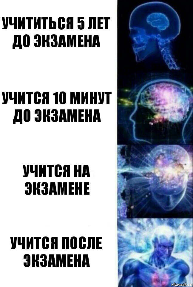 учититься 5 лет до экзамена учится 10 минут до экзамена учится на экзамене учится после экзамена, Комикс  Сверхразум