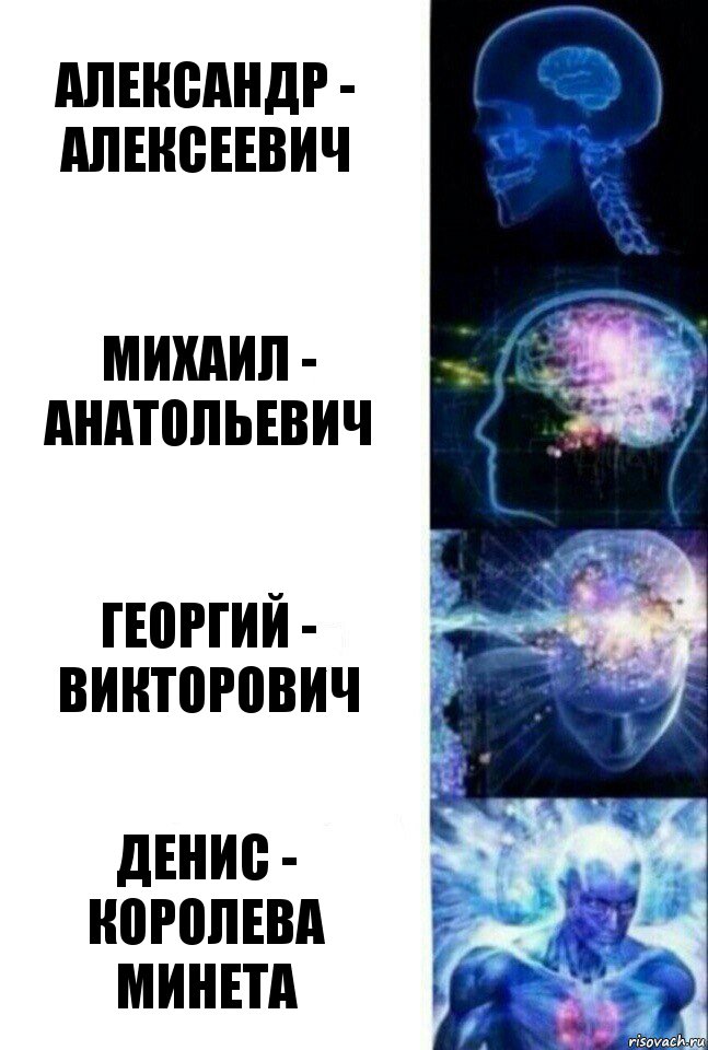 Александр - Алексеевич Михаил - Анатольевич Георгий - Викторович Денис - королева минета, Комикс  Сверхразум