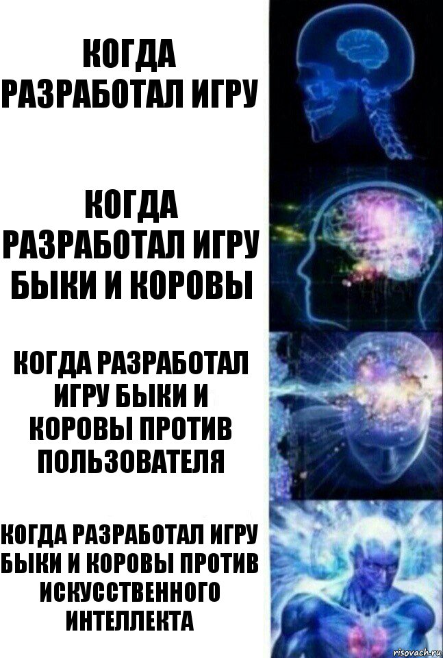 Когда разработал игру Когда разработал игру быки и коровы Когда разработал игру быки и коровы против пользователя Когда разработал игру быки и коровы против искусственного интеллекта, Комикс  Сверхразум