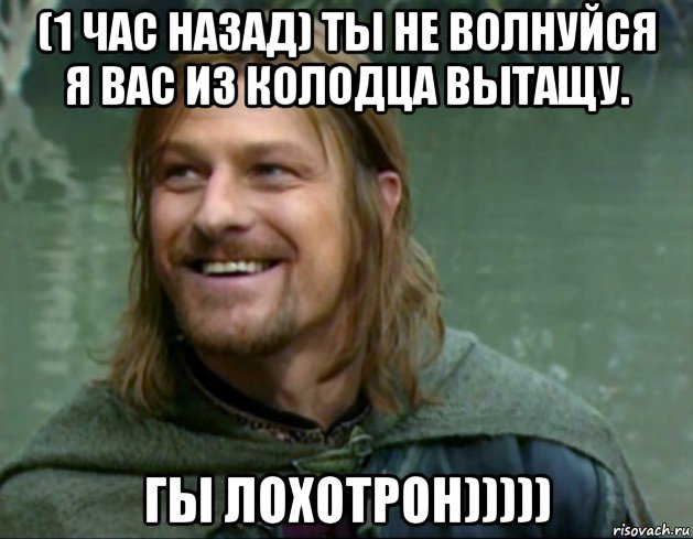 (1 час назад) ты не волнуйся я вас из колодца вытащу. гы лохотрон))))), Мем Тролль Боромир