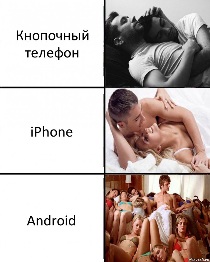 Кнопочный телефон iPhone Android, Комикс  Выбор