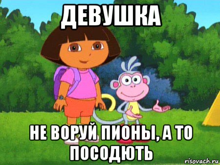 девушка не воруй пионы, а то посодють