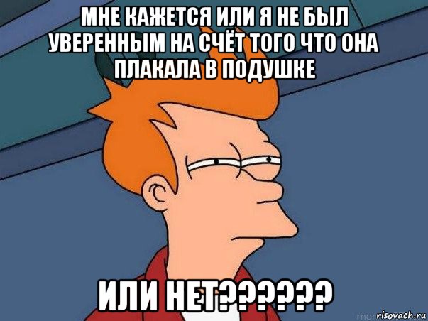 мне кажется или я не был уверенным на счёт того что она плакала в подушке или нет??????, Мем  Фрай (мне кажется или)