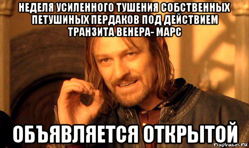 неделя усиленного тушения собственных петушиных пердаков под действием транзита венера- марс объявляется открытой, Мем Нельзя просто так взять и (Боромир мем)