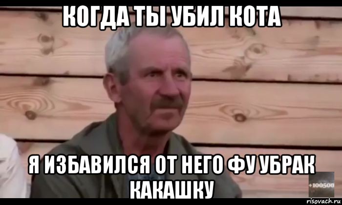 когда ты убил кота я избавился от него фу убрак какашку, Мем  Охуевающий дед