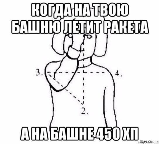 когда на твою башню летит ракета а на башне 450 хп, Мем  Перекреститься