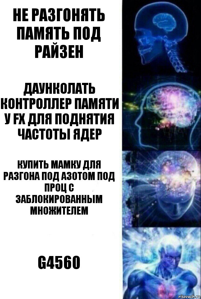 Не разгонять память под райзен Даунколать контроллер памяти у FX для поднятия частоты ядер Купить мамку для разгона под азотом под проц с заблокированным множителем g4560, Комикс  Сверхразум