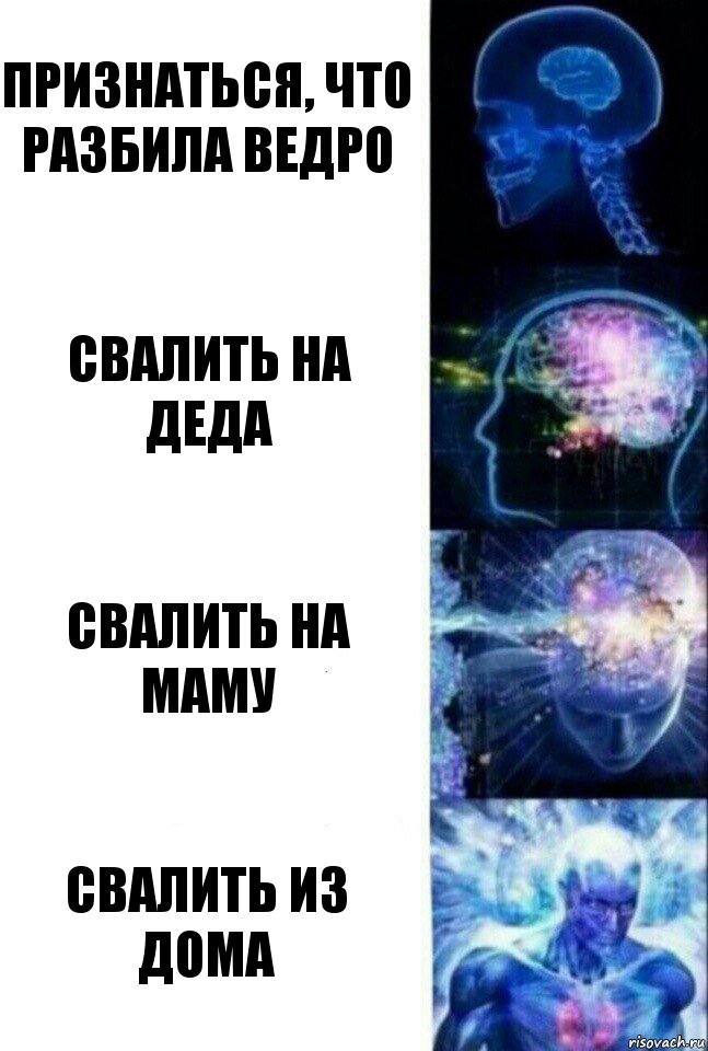 Признаться, что разбила ведро Свалить на деда Свалить на маму Свалить из дома, Комикс  Сверхразум