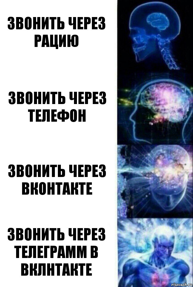 Звонить через рацию Звонить через телефон Звонить через вконтакте Звонить через телеграмм в вклнтакте, Комикс  Сверхразум