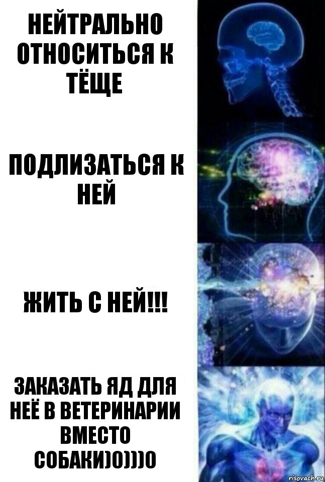 Нейтрально относиться к тёще Подлизаться к ней Жить с ней!!! Заказать яд для неё в ветеринарии вместо собаки)0)))0, Комикс  Сверхразум