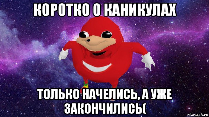 коротко о каникулах только начелись, а уже закончились(, Мем Угандский Наклз