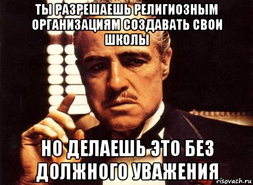 ты разрешаешь религиозным организациям создавать свои школы но делаешь это без должного уважения, Мем крестный отец