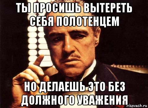 ты просишь вытереть себя полотенцем но делаешь это без должного уважения, Мем крестный отец