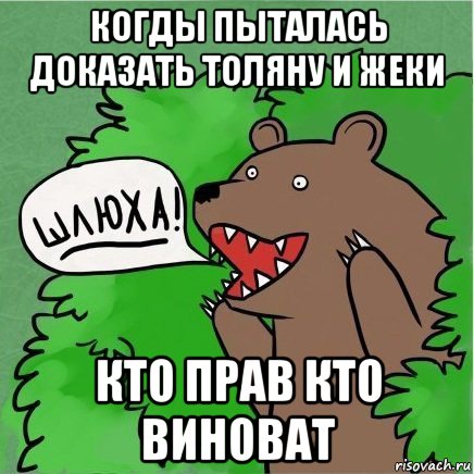 когды пыталась доказать толяну и жеки кто прав кто виноват, Мем Медведь в кустах