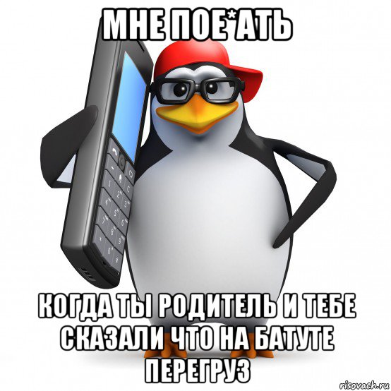 мне пое*ать когда ты родитель и тебе сказали что на батуте перегруз, Мем   Пингвин звонит