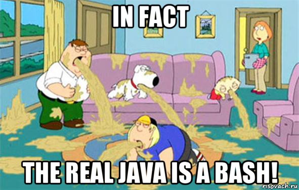 in fact the real java is a bash!, Мем Гриффины блюют