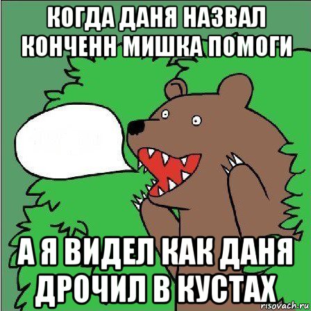 когда даня назвал конченн мишка помоги а я видел как даня дрочил в кустах, Мем Медведь-шлюха