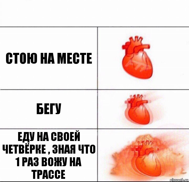 Стою на месте Бегу Еду на своей четвёрке , зная что 1 раз вожу на трассе, Комикс  Расширяюшее сердце