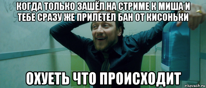 когда только зашёл на стриме к миша и тебе сразу же прилетел бан от кисоньки охуеть что происходит, Мем  Что происходит