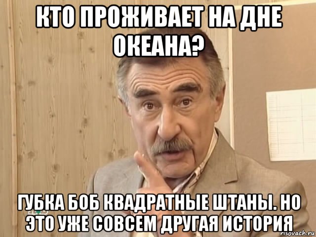 кто проживает на дне океана? губка боб квадратные штаны. но это уже совсем другая история, Мем Каневский (Но это уже совсем другая история)