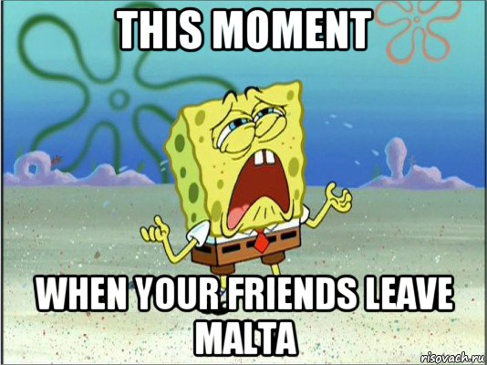 this moment when your friends leave malta, Мем Спанч Боб плачет