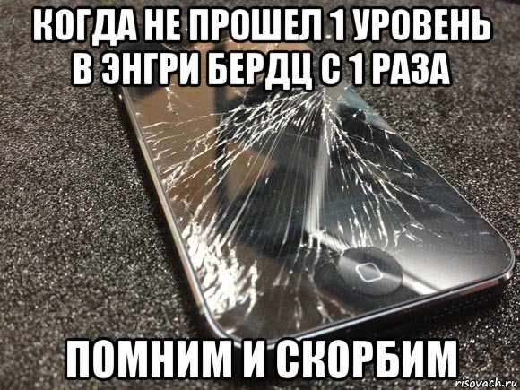 когда не прошел 1 уровень в энгри бердц с 1 раза помним и скорбим, Мем узбагойся