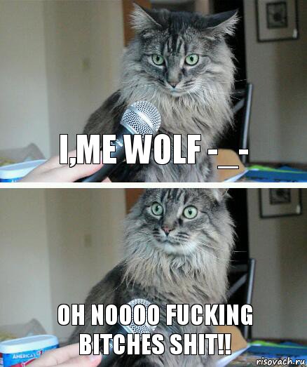 I,Me wolf -_- Oh Noooo Fucking
bitches shit!!, Комикс  кот с микрофоном