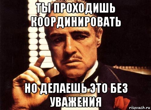 ты проходишь координировать но делаешь это без уважения, Мем крестный отец