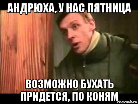 андрюха, у нас пятница возможно бухать придется, по коням, Мем Ларин по коням