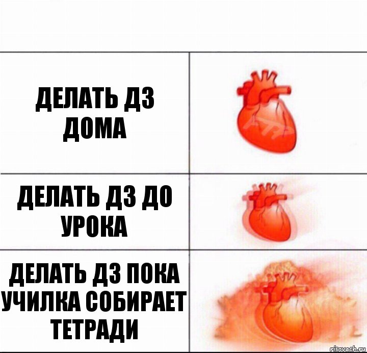 Делать дз дома Делать дз до урока Делать дз пока училка собирает тетради, Комикс  Расширяюшее сердце