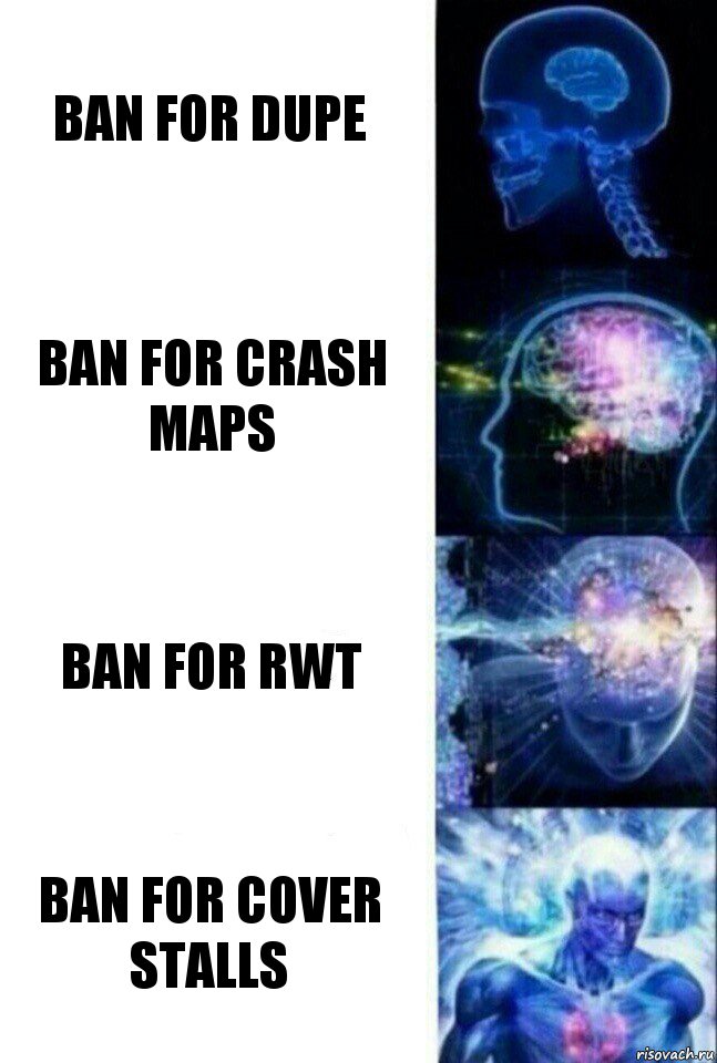 Ban for Dupe Ban for crash maps Ban for RWT Ban For cover stalls, Комикс  Сверхразум