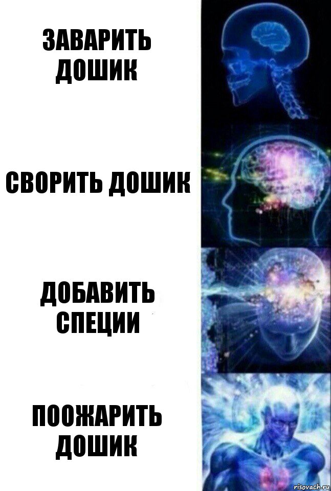 Заварить дошик Сворить дошик Добавить специи Поожарить дошик, Комикс  Сверхразум