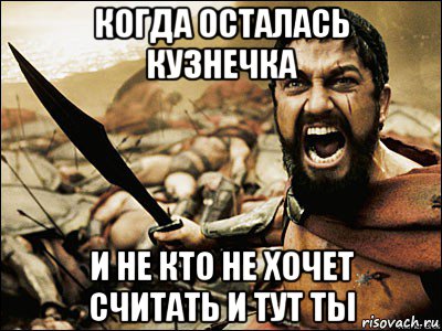 когда осталась кузнечка и не кто не хочет считать и тут ты, Мем Это Спарта