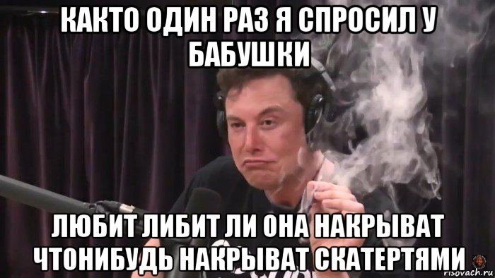 както один раз я спросил у бабушки любит либит ли она накрыват чтонибудь накрыват скатертями, Мем Илон Маск