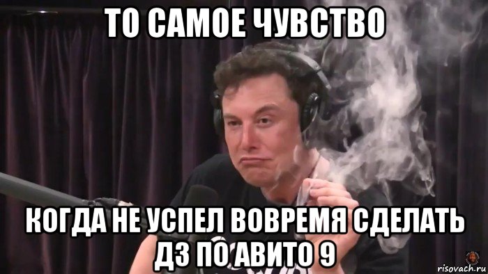 то самое чувство когда не успел вовремя сделать дз по авито 9, Мем Илон Маск