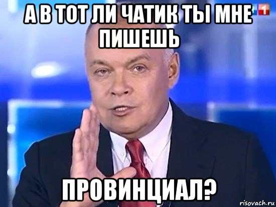 а в тот ли чатик ты мне пишешь провинциал?, Мем Киселёв 2014