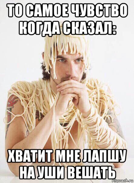 то самое чувство когда сказал: хватит мне лапшу на уши вешать, Мем   Лапша на ушах